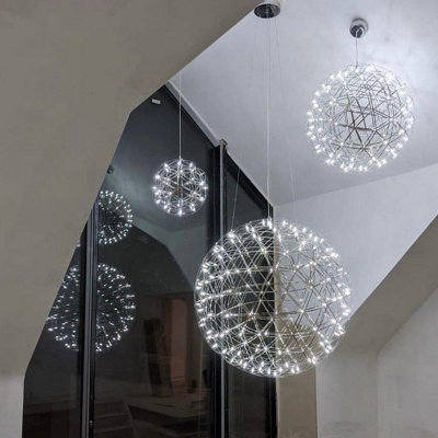 CGC FAWKES Cool White Chrome 120cm XXXXL Large Silver / Starburst LED Pendant Light Chandelier