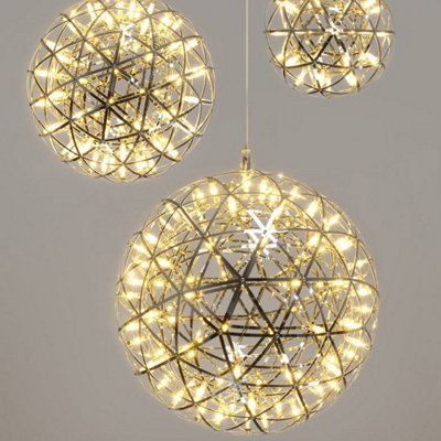 CGC FAWKES Natural White Chrome 120cm XXXXL Large Silver Starburst LED Pendant Light Chandelier