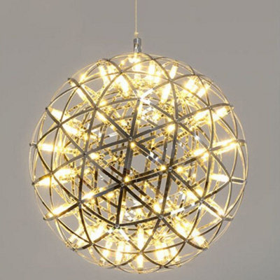 CGC FAWKES Natural White Chrome Extra Large 60cm Silver Starburst Chandelier