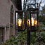 CGC FIR Modern Black Outdoor Lantern Tall Three Head Post Light 1.9m