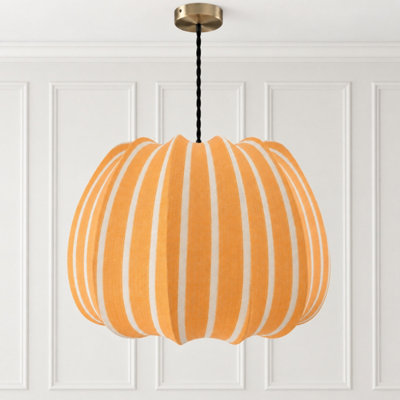 CGC Fleur Large 45cm Orange & White Striped Round Globe Lantern Lampshade