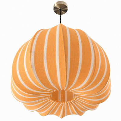 CGC Fleur Large 45cm Orange & White Striped Round Globe Lantern Lampshade