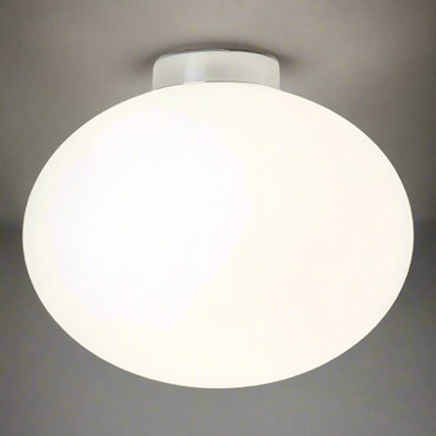 CGC FRAZER White Opal Glass Surface Mount Round Ceiling Light Chrome Finish