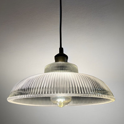 CGC JACINTA Clear Glass Ribbed Lampshade Ceiling Kitchen