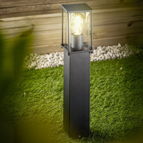 CGC KEMI Dark Grey Anthracite 50cm Rectangular E27 Outdoor Post Light IP44