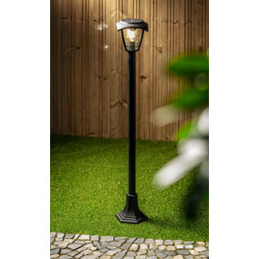 CGC LARA Black Solar Outdoor Post Light Bollard Traditional Filament LED Warm White Light IP44