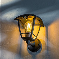 CGC LARA Black Solar Outdoor Wall Lantern PIR Motion Sensor Traditional Filament LED