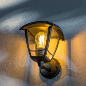 CGC LARA Black Solar Outdoor Wall Lantern Traditional Filament LED Warm White Light IP44