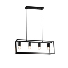 CGC Large Black Industrial Style Suspended Rectangular Ceiling Light