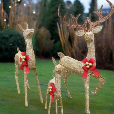 CGC LED Three Piece Gold Reindeer Family Set Outdoor Christmas Light Festive Set 3000k Warm White