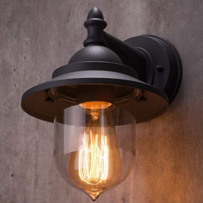 CGC Lighting Black Coach Lantern Outdoor Wall Light with Natural White Bulb