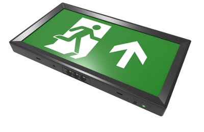 CGC Lighting LED Slim Emergency Box Black Wall Mounted Arrow Up