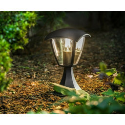 CGC Lighting Modern Contemporary Brushed Black Mains-powered 1 lamp LED Outdoor 4 faces Post light (H)289mm
