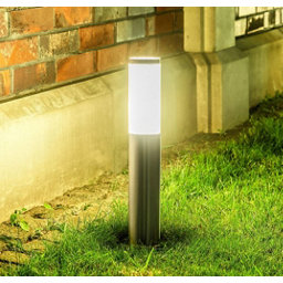 CGC Lighting Modern Contemporary Brushed Silver Stainless steel effect Mains-powered 1 lamp LED Outdoor Post light (H)450mm