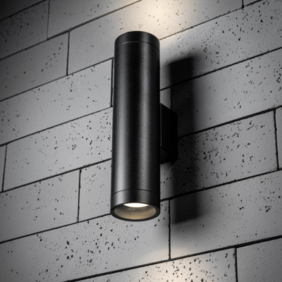 CGC LUCAS Black Extra Long GU10 Double Up and Down Outdoor Outside Wall Light Spotlight IP44 Aluminium