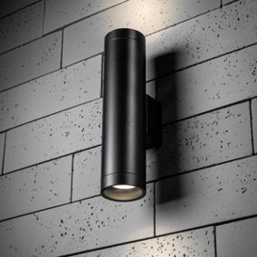 CGC LUCAS Black Extra Long GU10 Double Up and Down Outdoor Wall Light Spotlight IP44 Aluminium