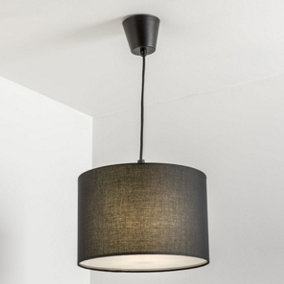 CGC LUCIA Black Fabric Ceiling Shade With Frosted Diffuser