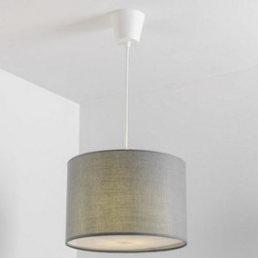 CGC LUCIA Grey Fabric Ceiling Shade With Frosted Diffuser