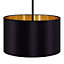 CGC Luxury Black & Gold Cotton Round Pendant Drum Lamp Shade