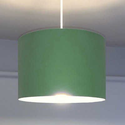 CGC Luxury Green & Silver Cotton Round Pendant Drum Lamp Shade