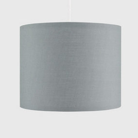 CGC Luxury Grey Cotton & Silver Round Pendant Drum Lamp Shade