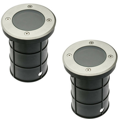 CGC MEADOW Two Round Large Stainless Steel Inground Or Decking Lights