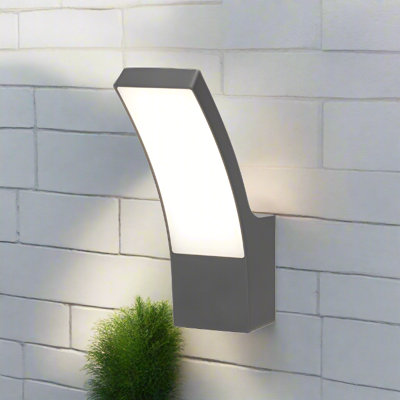 CGC MILLIE Anthracite Dark Grey Curved LED Wall Light Diecast Aluminium Opal Diffuser 4000k IP54