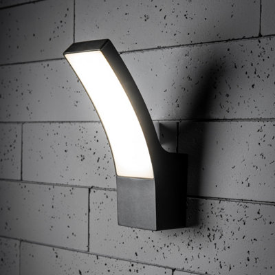 CGC MILLIE Black Curved LED Outdoor Outside Wall Light Diecast Aluminium Opal Diffuser 4000k IP54