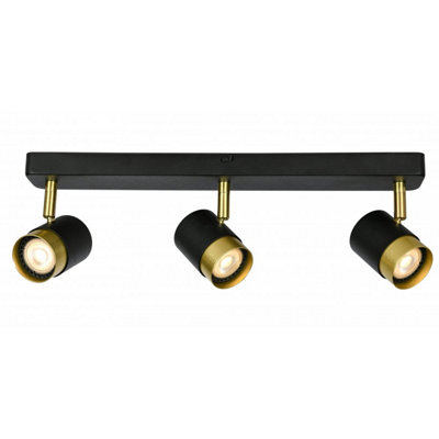 CGC Orio Black and Brushed Gold Triple Three Head GU10 Adjustable