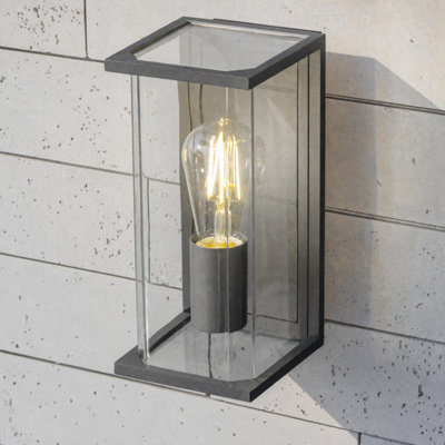 CGC Outdoor Outside Wall Light Anthracite Grey E27 Lantern Clear ...