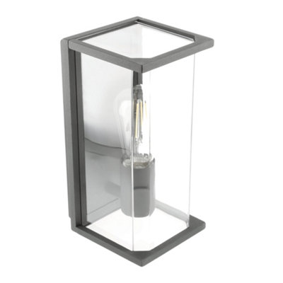 CGC Outdoor Outside Wall Light Anthracite Grey E27 Lantern Clear ...
