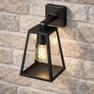 CGC Outdoor Outside Wall Light Black Clear Diffuser Traditional Porch ...