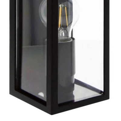CGC Outdoor Outside Wall Light Black E27 Lantern Clear Diffuser IP44 ...