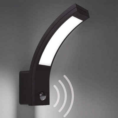 CGC Outdoor Wall Light With PIR Motion Sensor Security Garden Porch Grey LED Curved