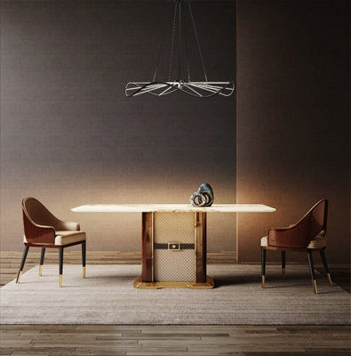 CGC PARAPLU 1 Wave 60cm Matt Black LED Ceiling Pendant Light Chandelier