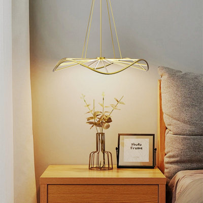 CGC PARAPLU 1 Wave 60cm Satin Gold LED Ceiling Pendant Light Chandelier