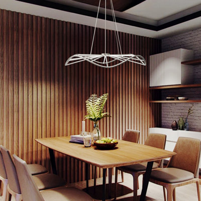 CGC PARAPLU 1 Wave 90cm Satin Nickel LED Ceiling Pendant Light Chandelier