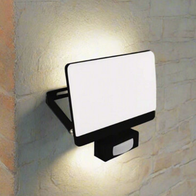 CGC PARRY 50W LED PIR Motion Sensor Outside Security Floodlight Black Body with Full Front White Opal Diffuser 4500lm 4000k