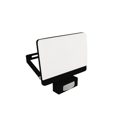 CGC PARRY 50W LED PIR Motion Sensor Outside Security Floodlight Black Body with Full Front White Opal Diffuser 4500lm 4000k