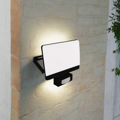 CGC PARRY 50W LED PIR Motion Sensor Outside Security Floodlight Black Body with Full Front White Opal Diffuser 4500lm 4000k