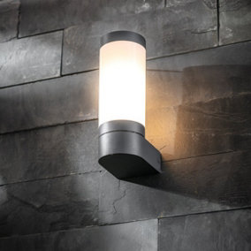 CGC ROME Anthracite Dark Grey E27 Outdoor Wall Light Opal Diffuser IP44