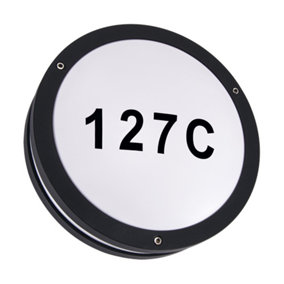 CGC Round Black LED Outdoor Wall Light Bulkhead with House Number Pack