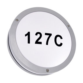 CGC Round Grey LED Outdoor Wall Light Bulkhead with House Number Pack