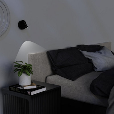 CGC SCARLET Black Adjustable Head LED Rechargeable Magnetic USB Reading Bedside Wall Light