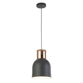 CGC SHELL Grey and Copper Pendant Ceiling Light Adjustable Height