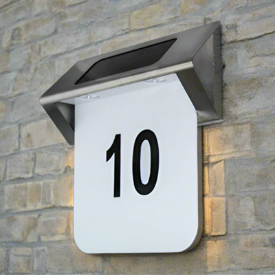 CGC Solar Outdoor Outside Security LED Wall Light With House Numbers Stainless Steel