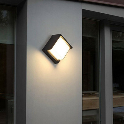 CGC Sophia Square Black & White LED Outdoor Garden Porch Wall Or Ceiling Light