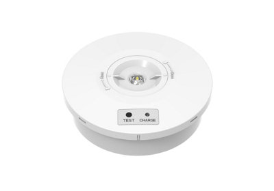 CGC Surface Mount Round IP65 Emergency Downlight White Finish with Changeable Corridor and Open Area Lens Included