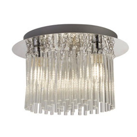 CGC TAYMA Chrome & Crystal Droplet Round Ceiling Light