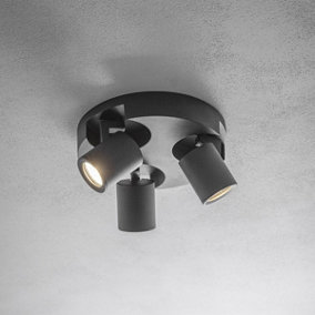 CGC Triple Head Black Modern Cylinder Indoor Ceiling Spotlights